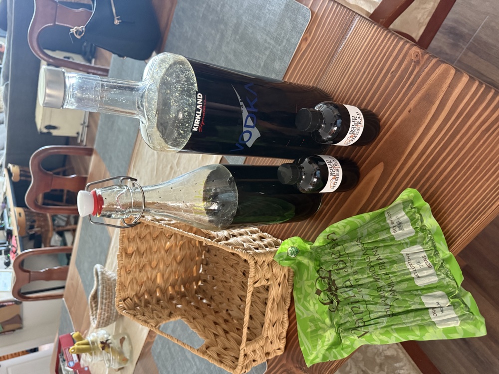 Bottled homemade vanilla extract from Solid Rock Homestead 725